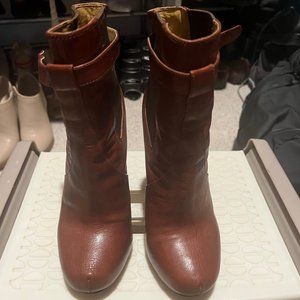 Nine West Brown Platform Booties